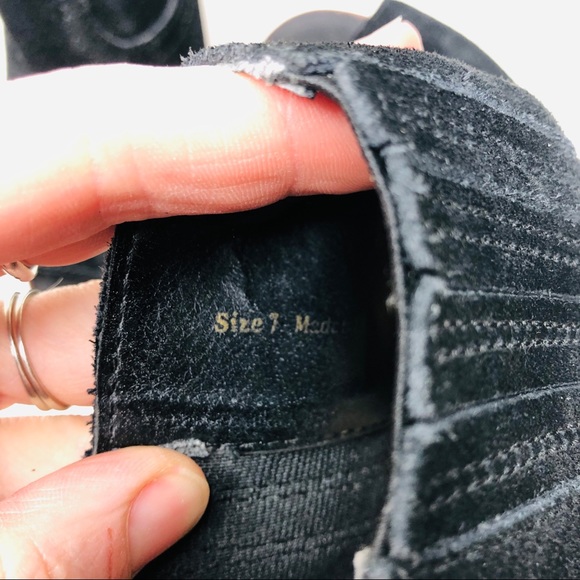 Dolce Vita Black Suede Peeptoe Booties Women's size 7 Stacked Block Heel Cutout - Picture 6 of 6